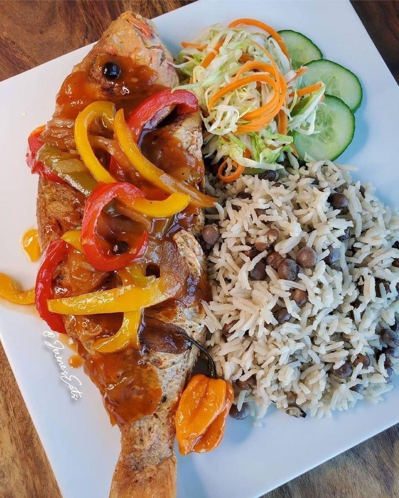 Island Delicacy signature plate with rice and vegetables